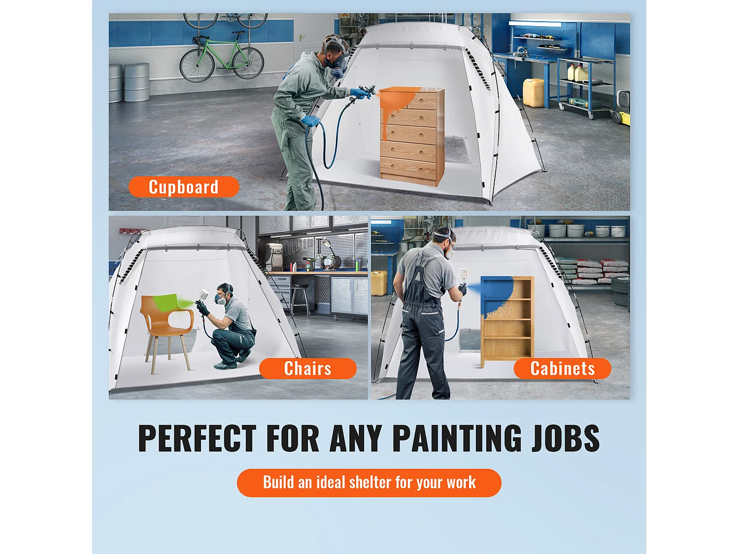 Cabine de Peinture Gonflable SucceBuy, Abri de Peinture Portable en Oxford 210D, 228x158x158 cm