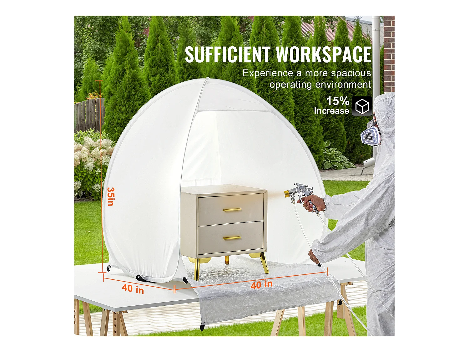 Cabine de Peinture Gonflable SucceBuy, Abri de Peinture Portable 102x102x89 cm, Polyester