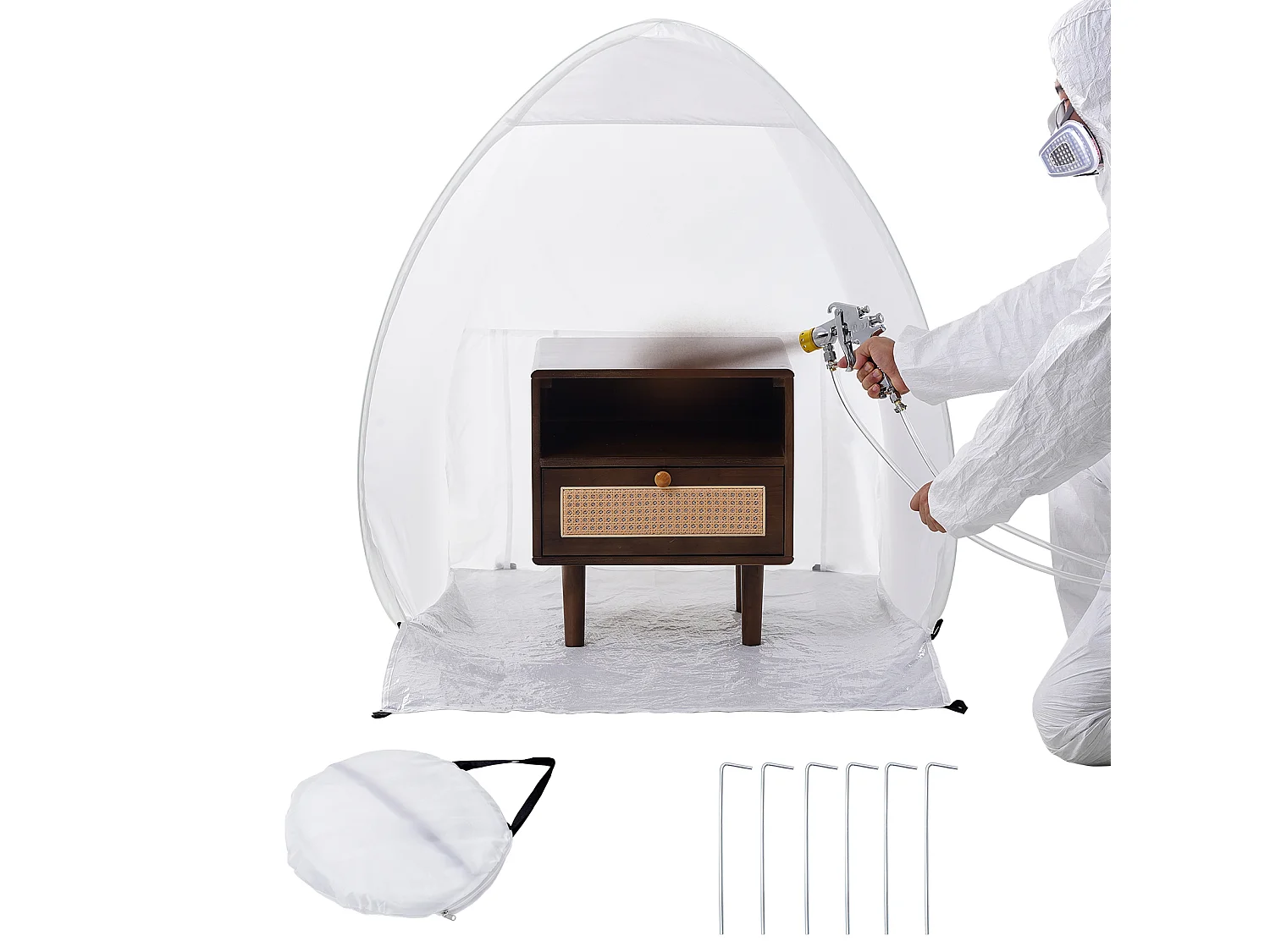 Aufblasbare Lackierkabine SucceBuy, Tragbarer Lackierschutzraum 102x102x89 cm, Polyester