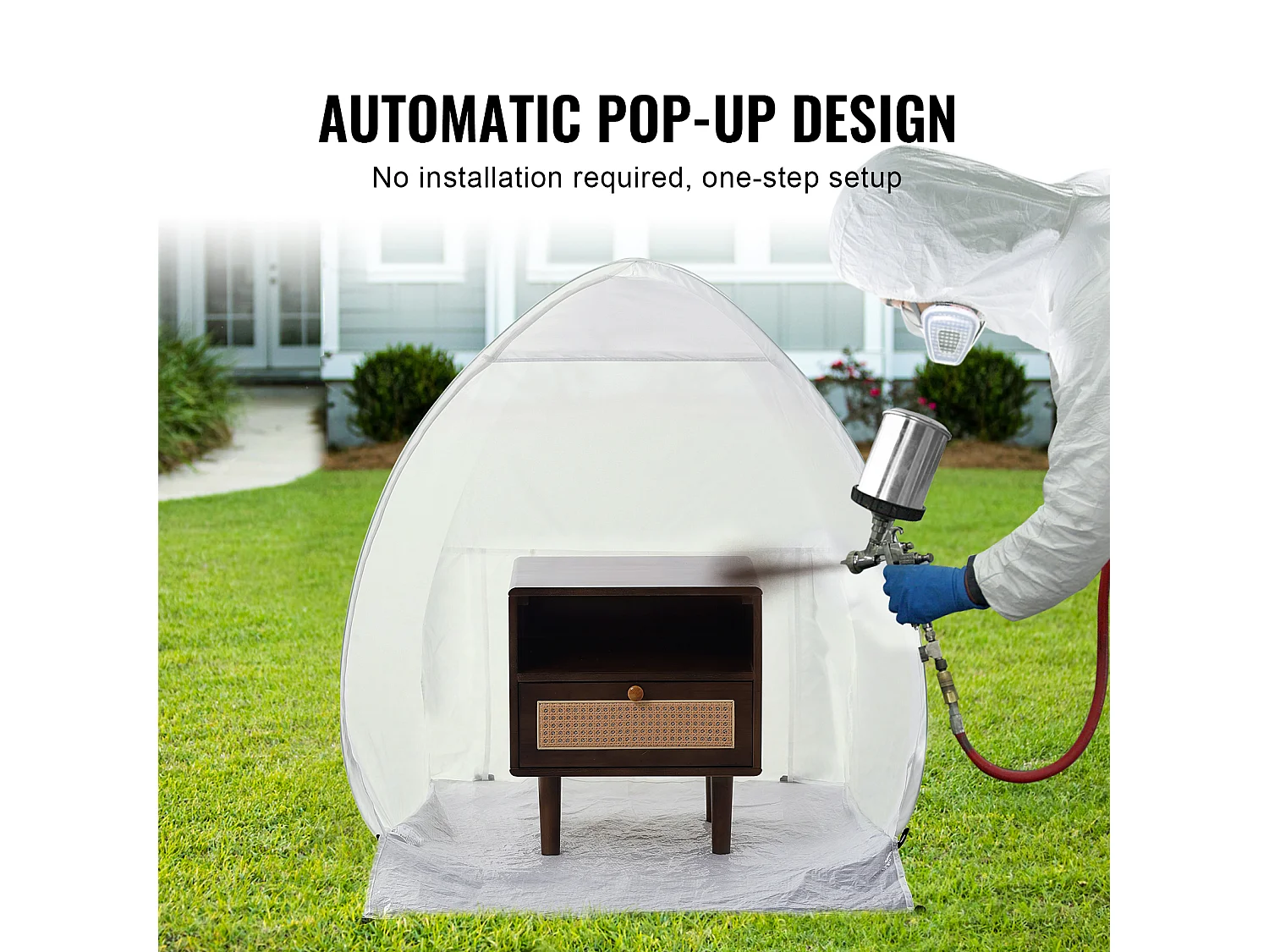 Aufblasbare Lackierkabine SucceBuy, Tragbarer Lackierschutzraum 102x102x89 cm, Polyester