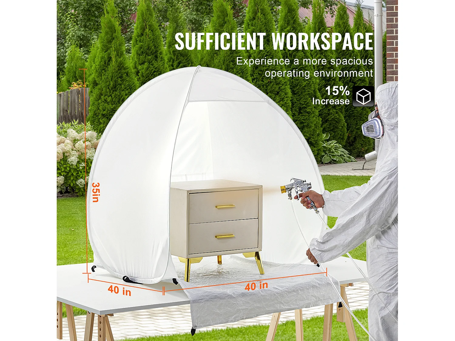 Aufblasbare Lackierkabine SucceBuy, Tragbarer Lackierschutzraum 102x102x89 cm, Polyester