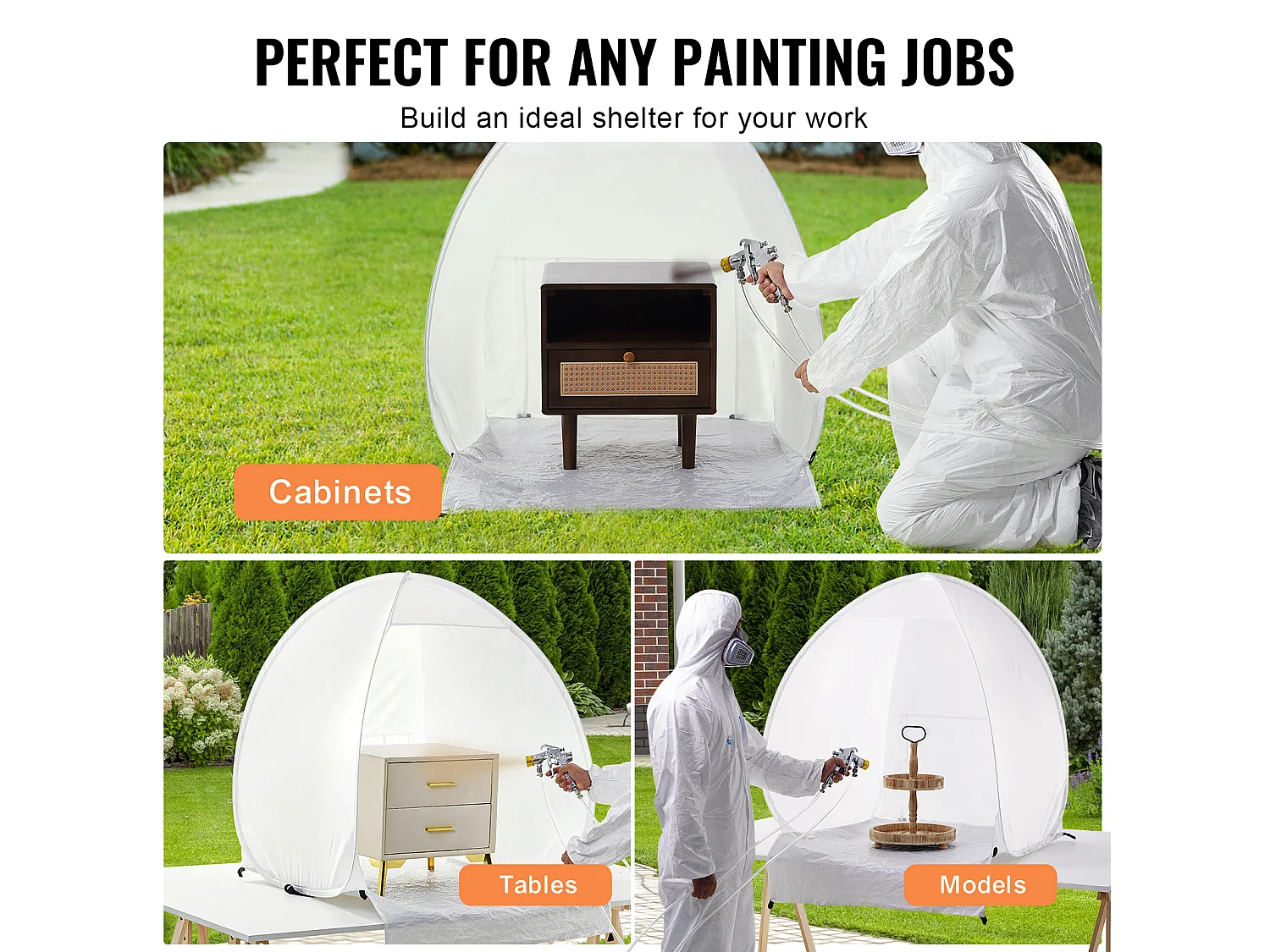 Aufblasbare Lackierkabine SucceBuy, Tragbarer Lackierschutzraum 102x102x89 cm, Polyester