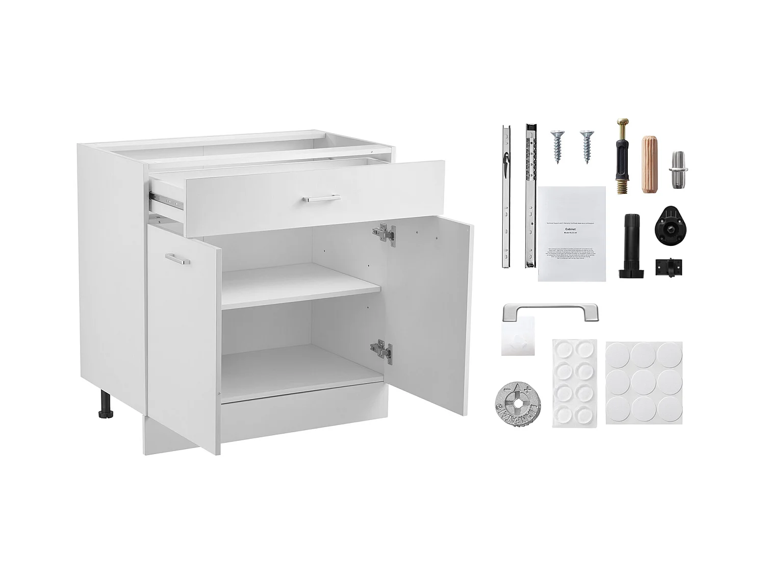 Meuble Bas Shaker SucceBuy, de 78,7 cm, avec Tiroir, Prêt à Assembler, pour Cuisine, Salon ou Bureau