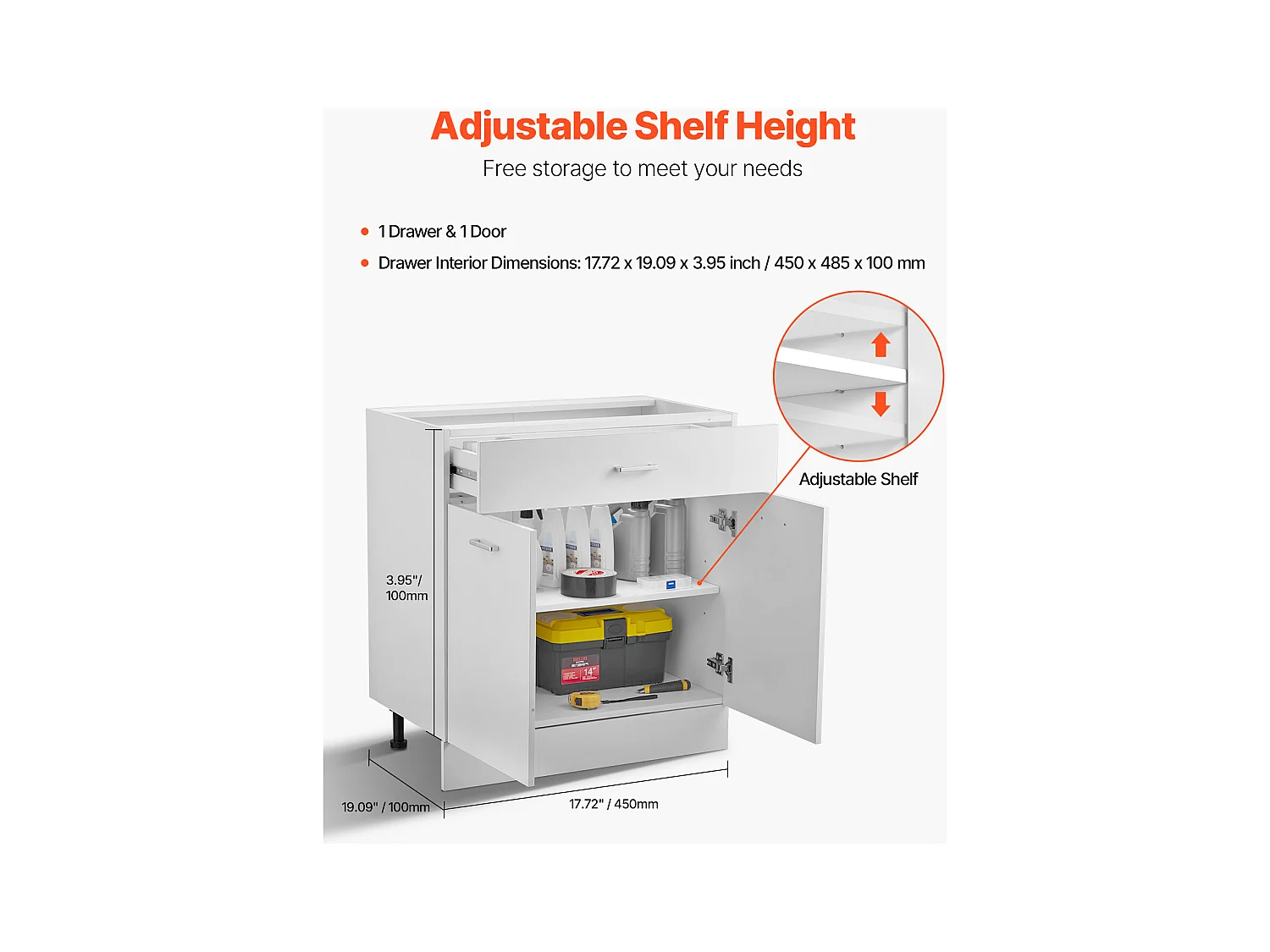 Meuble Bas Shaker SucceBuy, de 78,7 cm, avec Tiroir, Prêt à Assembler, pour Cuisine, Salon ou Bureau