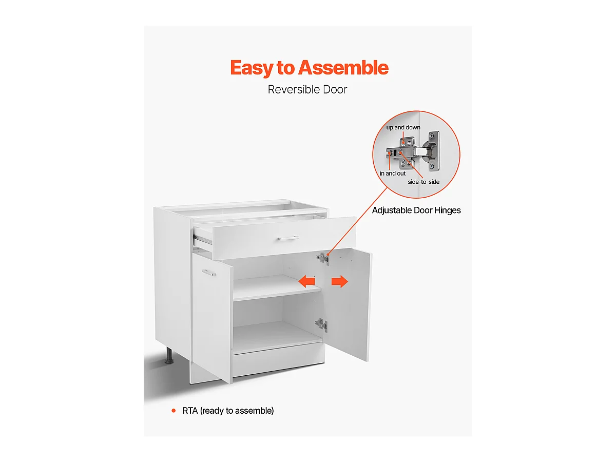 Meuble Bas Shaker SucceBuy, de 78,7 cm, avec Tiroir, Prêt à Assembler, pour Cuisine, Salon ou Bureau