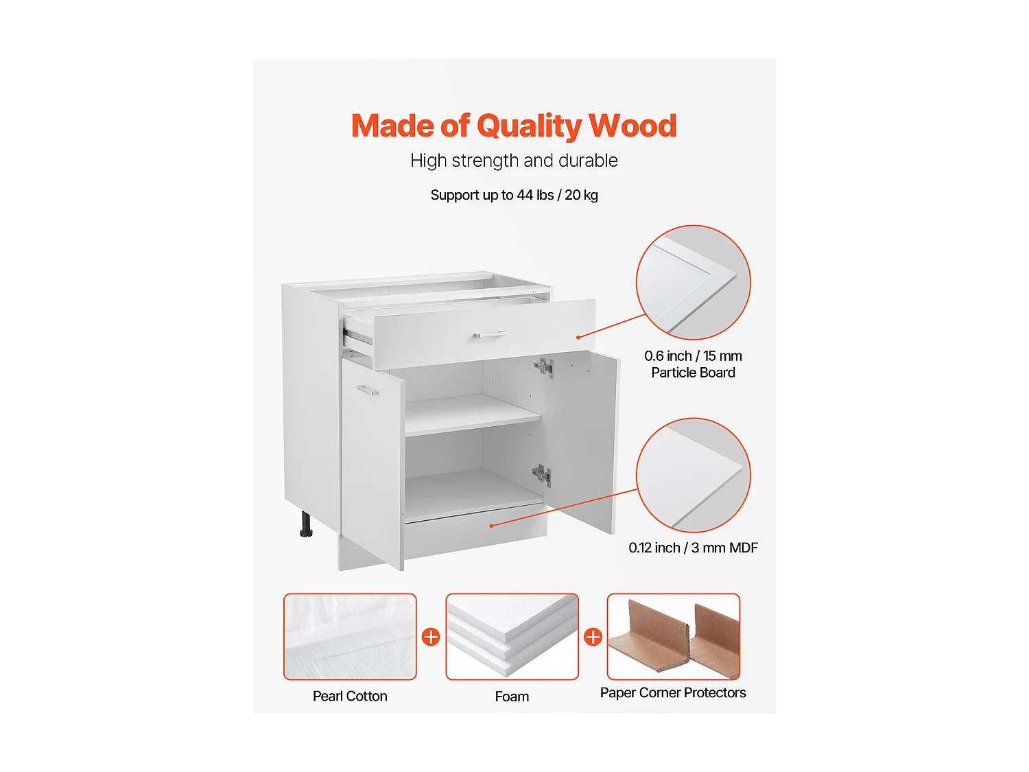 Mobile Basso Shaker SucceBuy, di 78,7 cm, con Cassetto, Pronto per Assemblare, per Cucina, Soggiorno o Ufficio