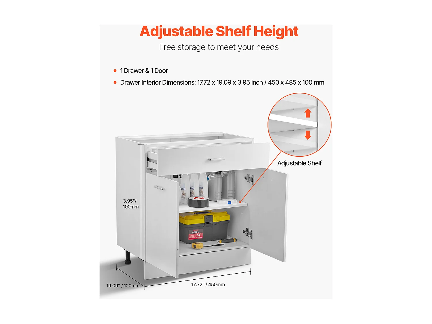 Mobile Basso Shaker SucceBuy, di 78,7 cm, con Cassetto, Pronto per Assemblare, per Cucina, Soggiorno o Ufficio