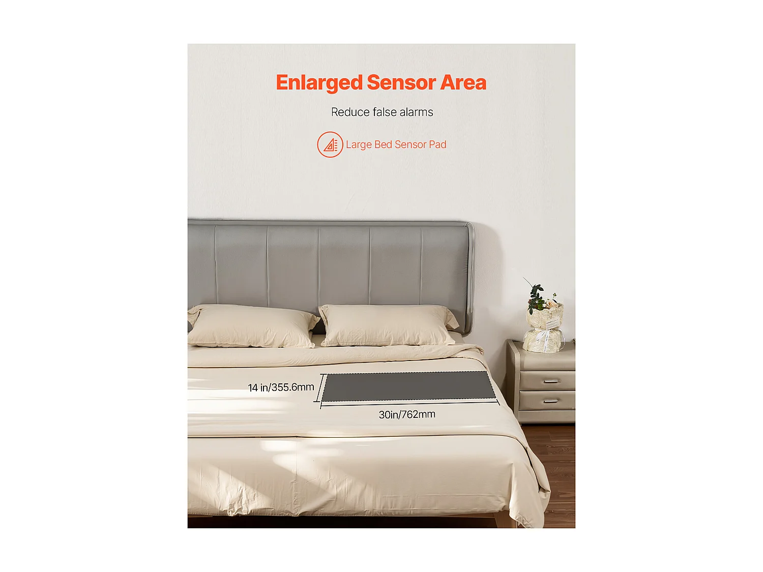 Tapis d'Alarme de Sortie de Lit, SucceBuy Capteur Sans Fil avec Téléavertisseur, Coussin Anti-Chute, Adapté aux Personnes Âgées, Utilisation Domestique