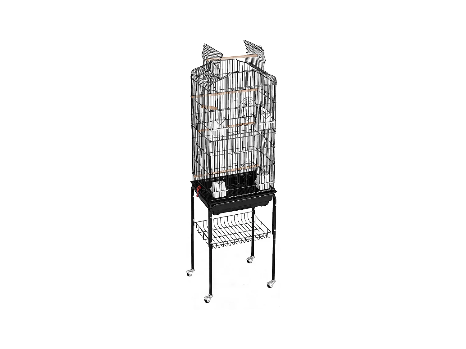 Jaula de Aves Rodante de Metal SucceBuy, 157,4 cm de Gran Tamaño, para Loros, con Comederos, Perchas, Columpios