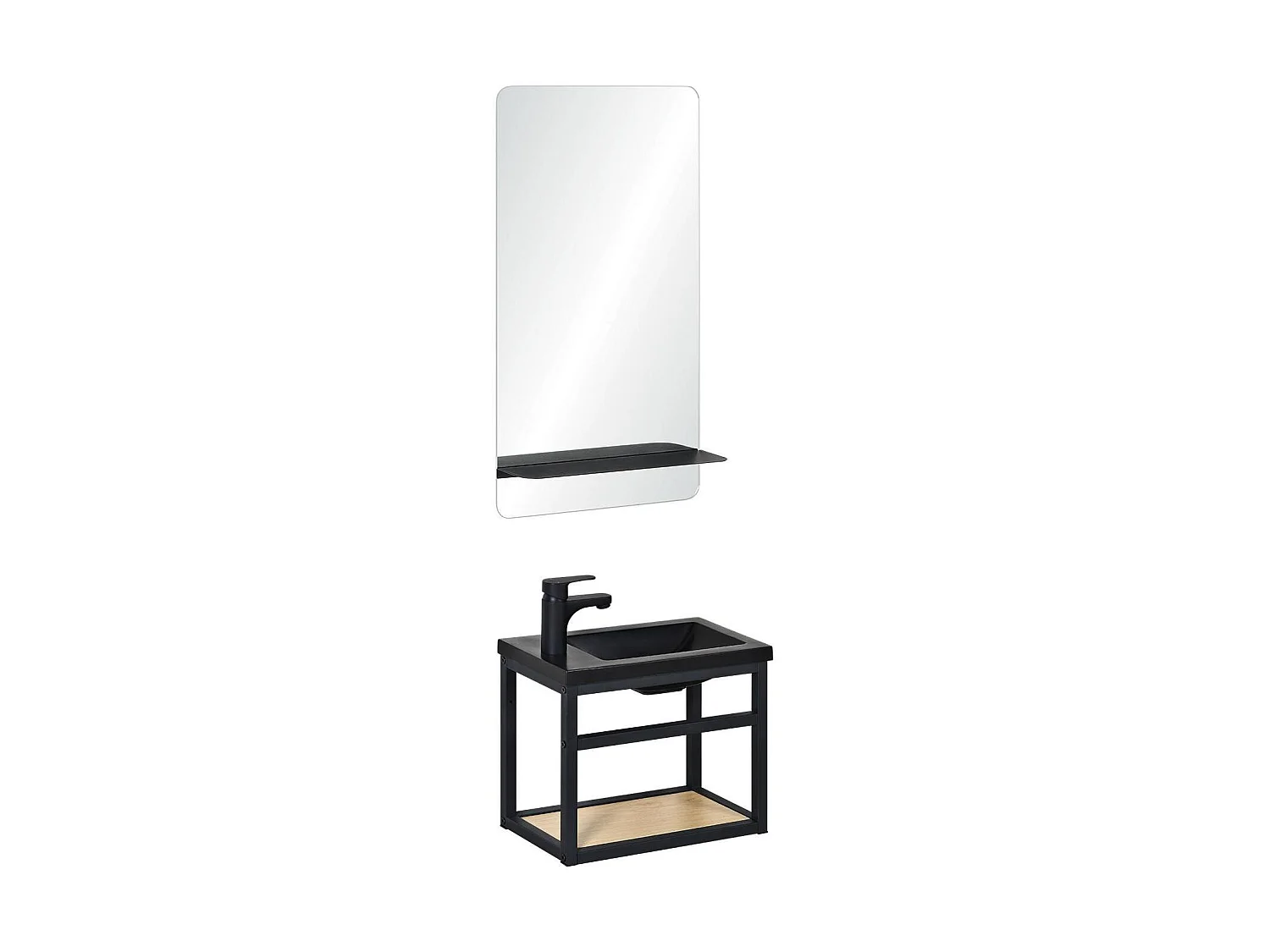 Ensemble lave-mains HAMPTON gain de place avec miroir tablette