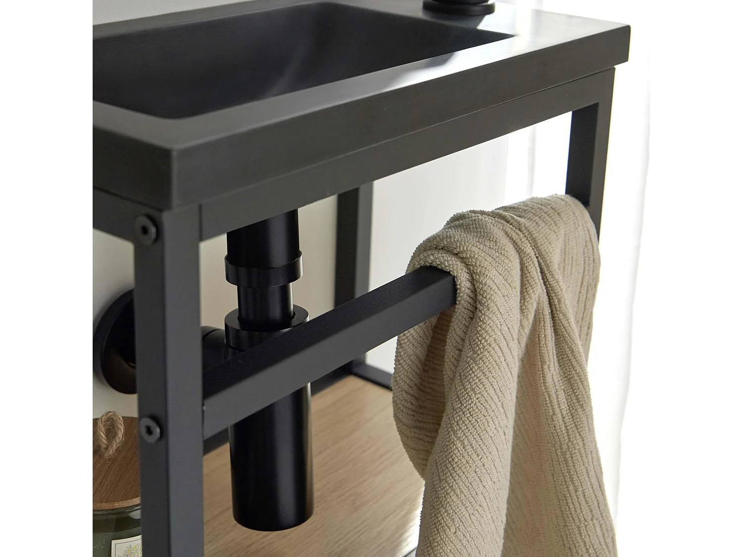 Ensemble lave-mains HAMPTON gain de place avec miroir tablette