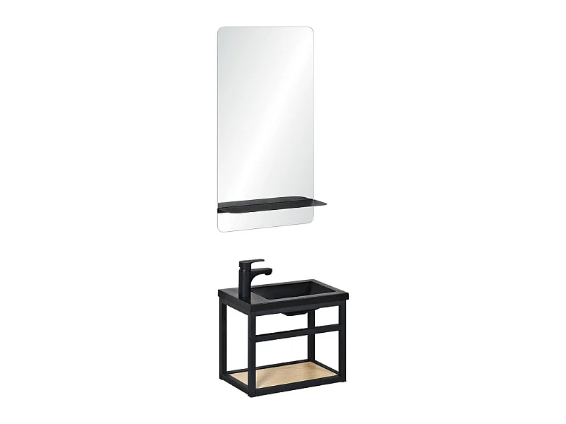 Set lavabo salvaspazio HAMPTON con specchio e mensola