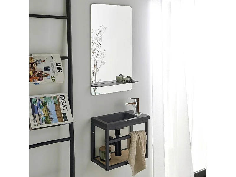Set lavabo salvaspazio HAMPTON con specchio e mensola