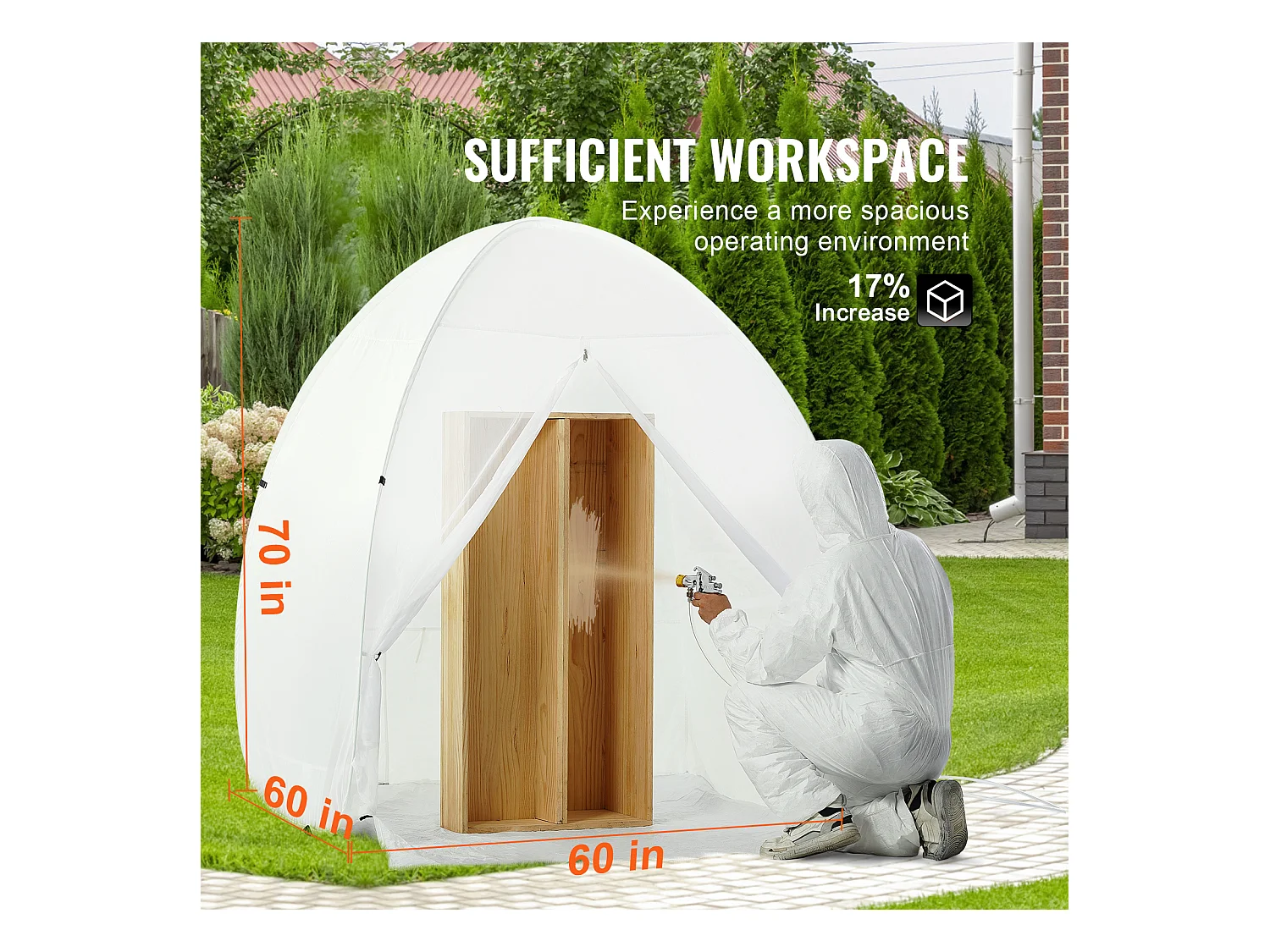 Cabine de Peinture Gonflable SucceBuy, Abri de Peinture Portable 152x152x178 cm