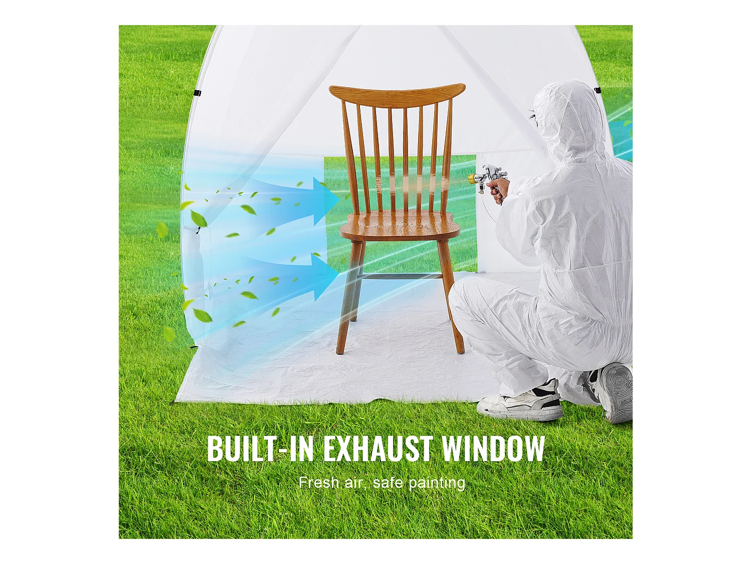 Cabine de Peinture Gonflable SucceBuy, Abri de Peinture Portable 152x152x178 cm