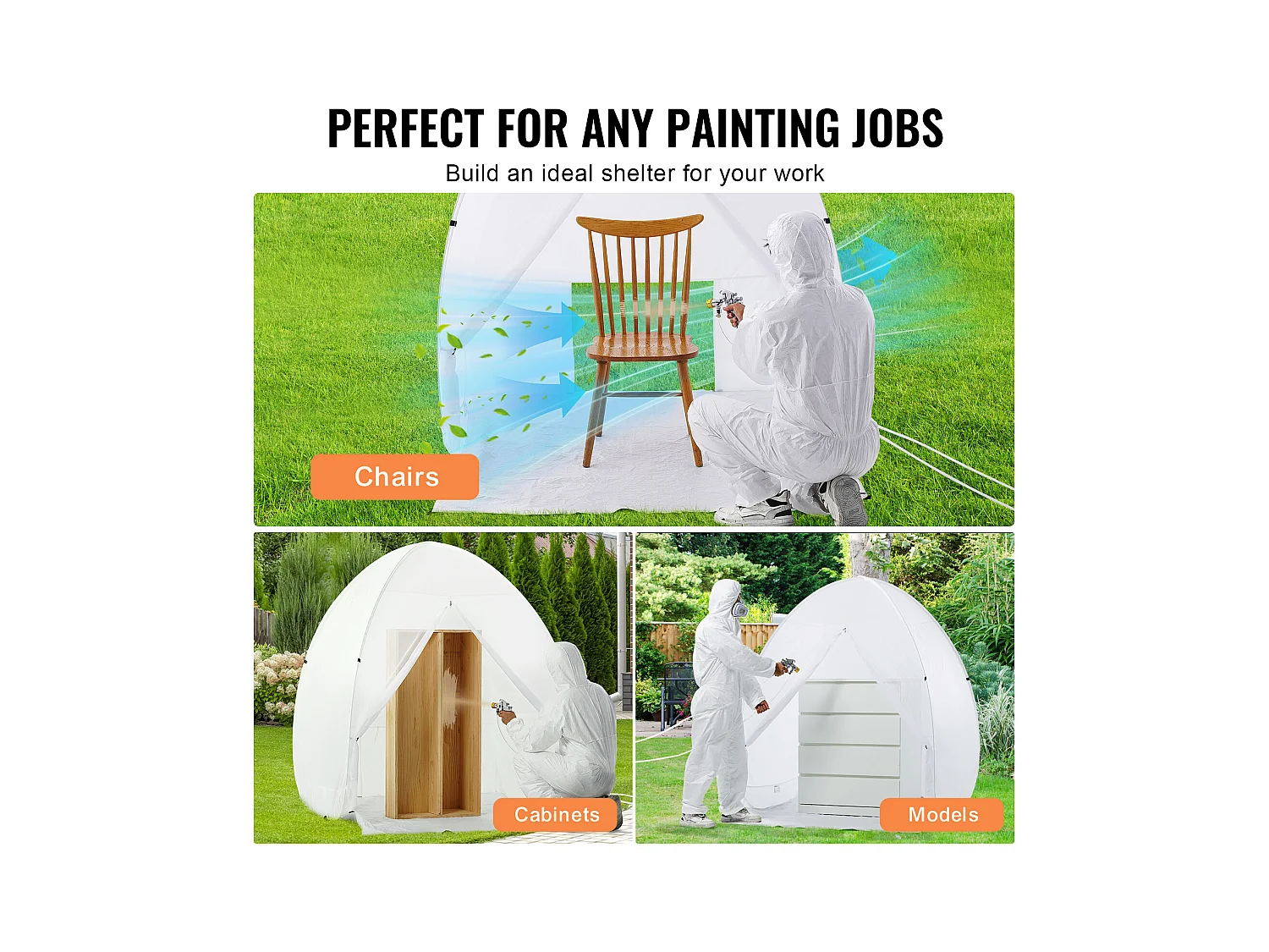 Cabine de Peinture Gonflable SucceBuy, Abri de Peinture Portable 152x152x178 cm