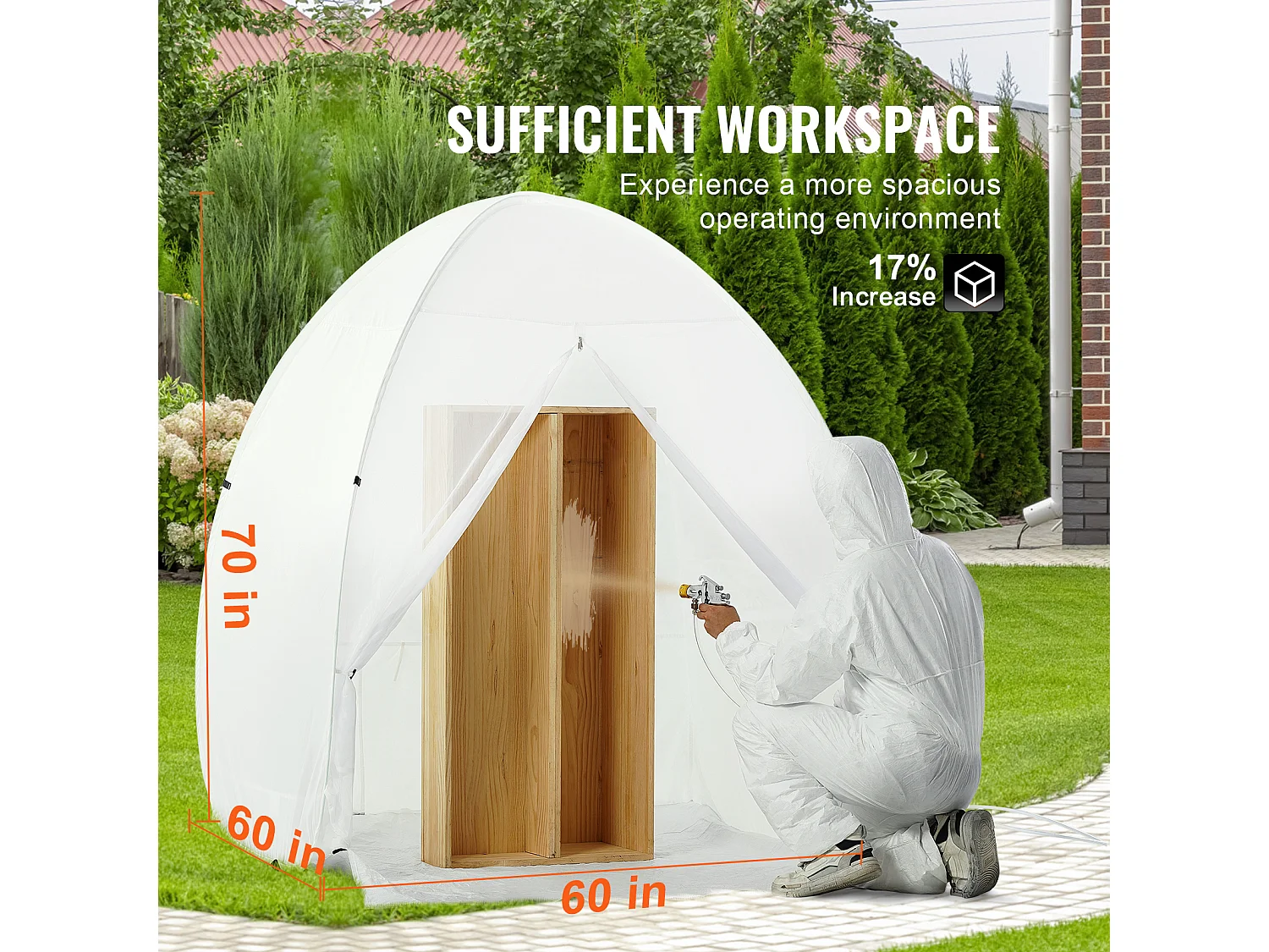 Cabine de Peinture Gonflable SucceBuy, Abri de Peinture Portable 152x152x178 cm