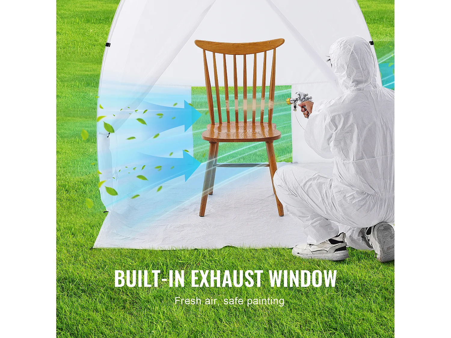 Cabine de Peinture Gonflable SucceBuy, Abri de Peinture Portable 152x152x178 cm