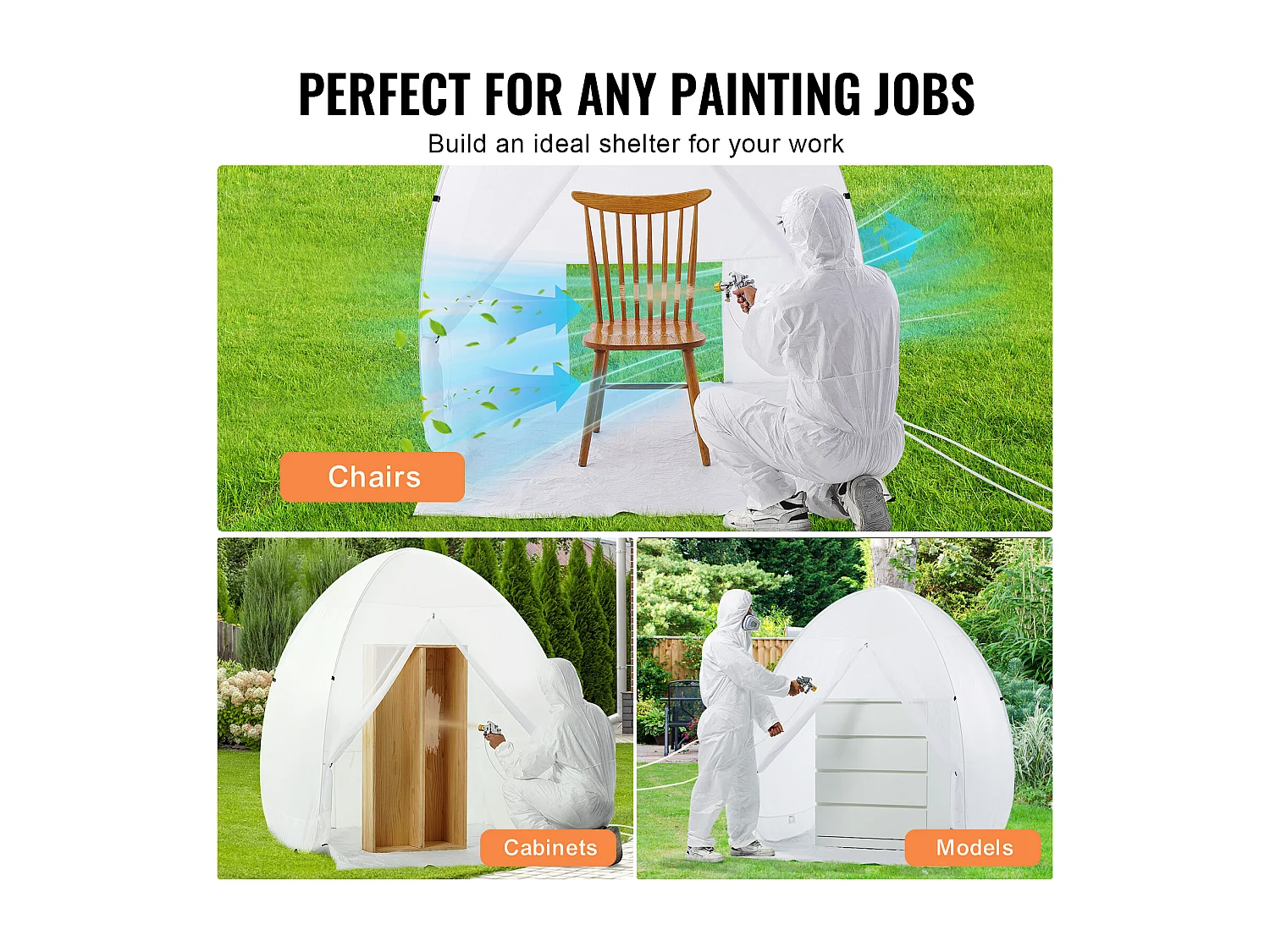 Cabine de Peinture Gonflable SucceBuy, Abri de Peinture Portable 152x152x178 cm