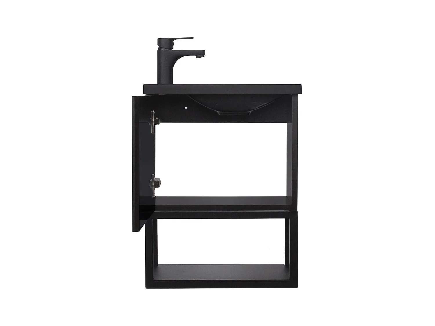 Set lavabo NOVA in metallo e legno con mensola e specchio