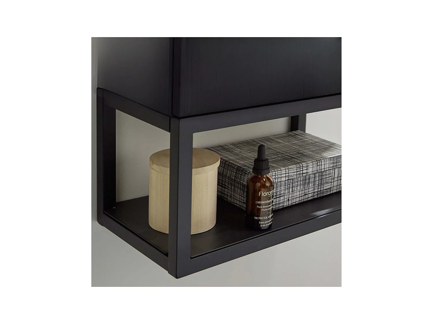 Set lavabo NOVA in metallo e legno con mensola e specchio