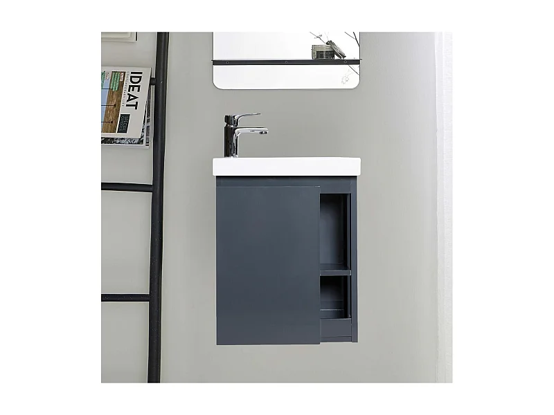 Conjunto de lavabo HAMPTON con almacenamiento lateral y grifo cromado