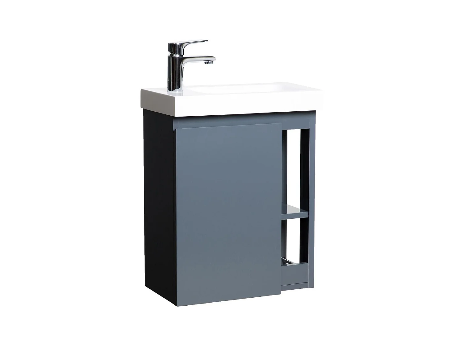 Set lavabo HAMPTON con vano portaoggetti laterale e rubinetto cromato