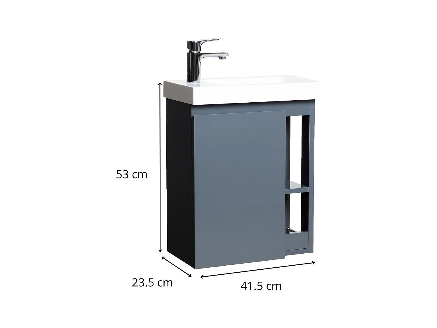 Set lavabo HAMPTON con vano portaoggetti laterale e rubinetto cromato
