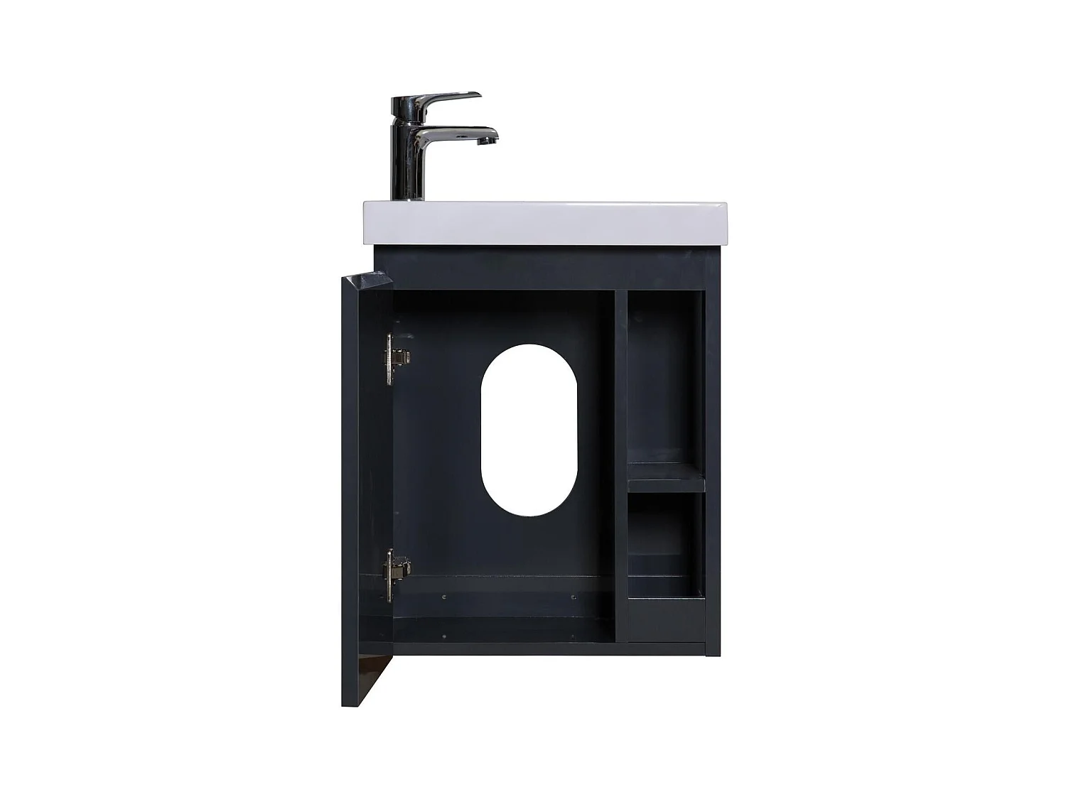 Set lavabo HAMPTON con vano portaoggetti laterale e rubinetto cromato