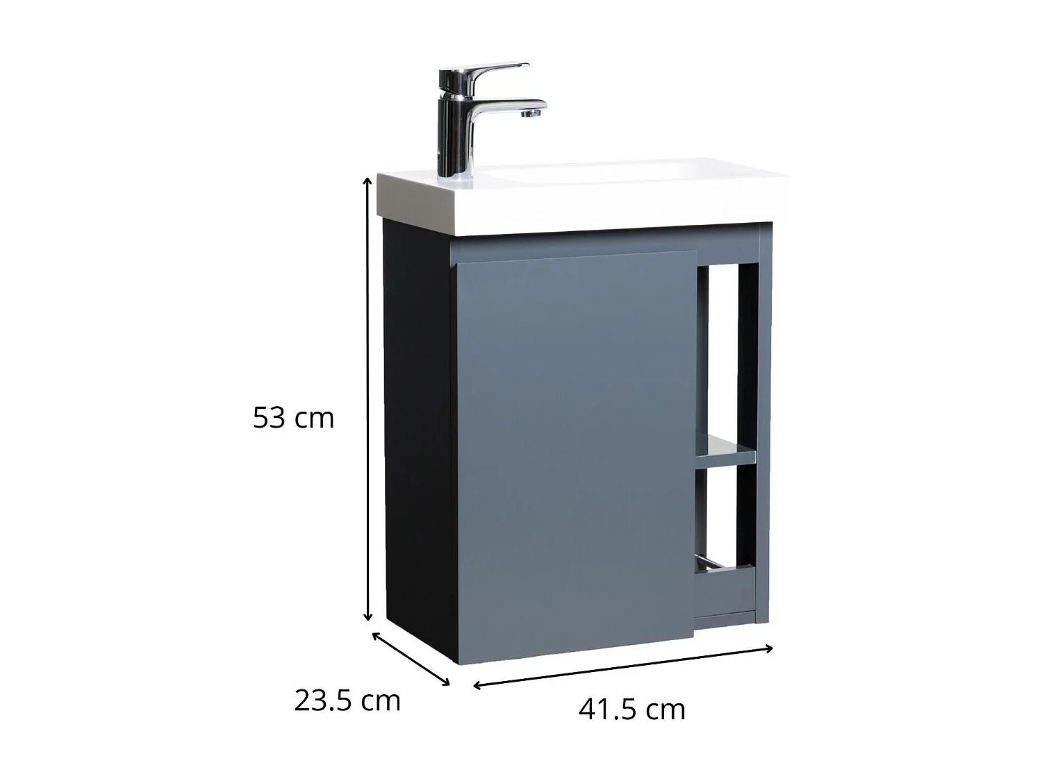 HAMPTON wastafelset met zijopbergruimte en chromen kraan