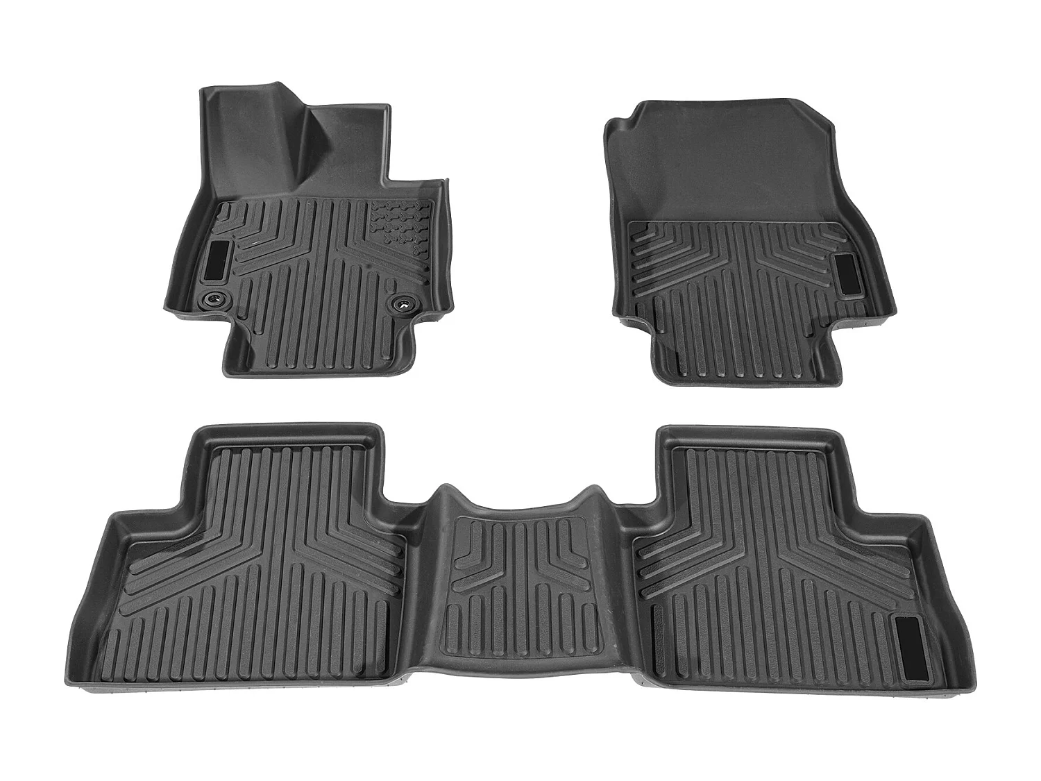 Tapetes para Automóveis SucceBuy Forros Dianteiros e da 2.ª Fila em TPE Personalizados, 3 Peças, Adequados para Toyota RAV4 2019-2024, Preto