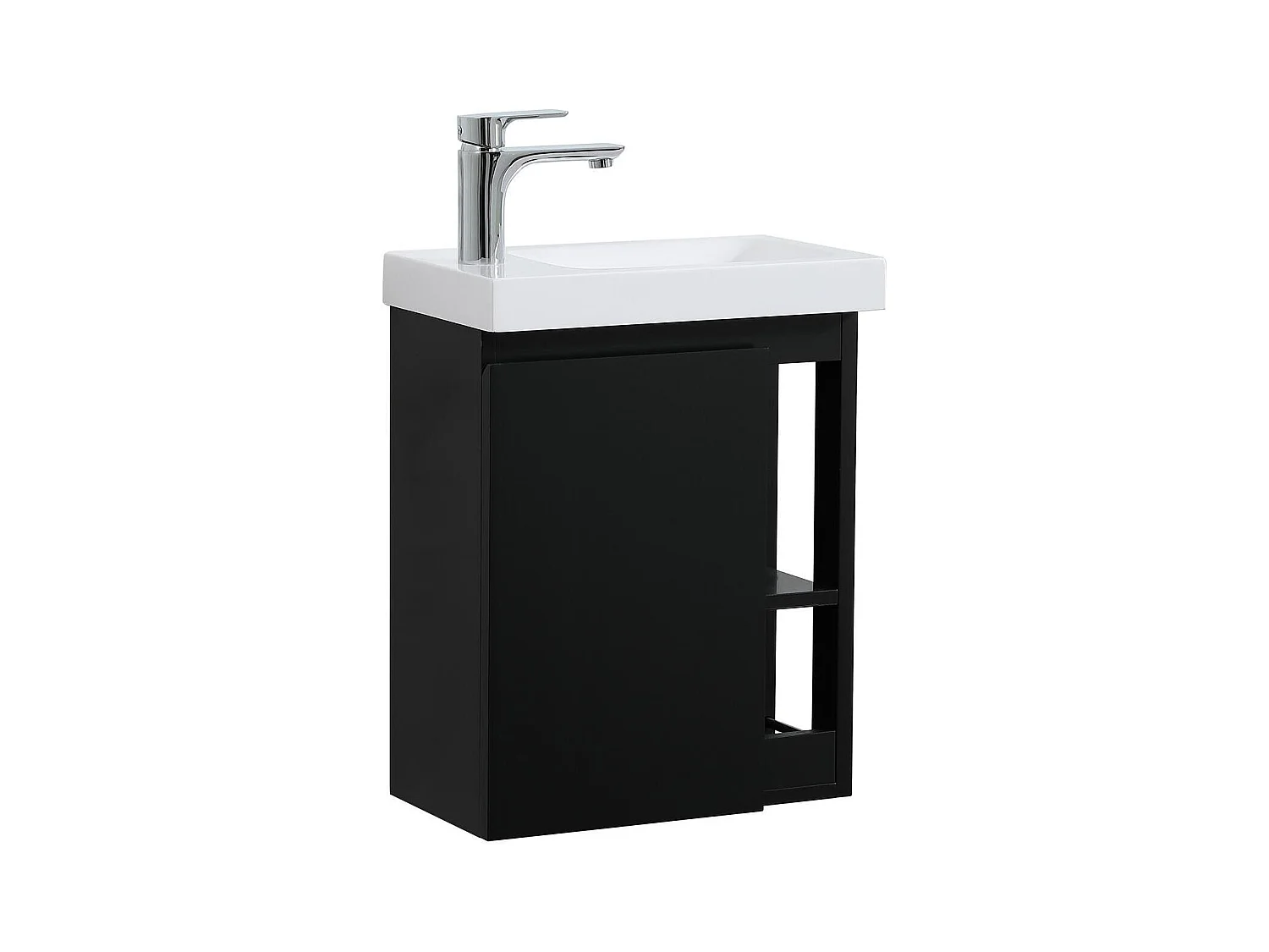 Ensemble lave-mains avec rangement latéral avec robinet chromé