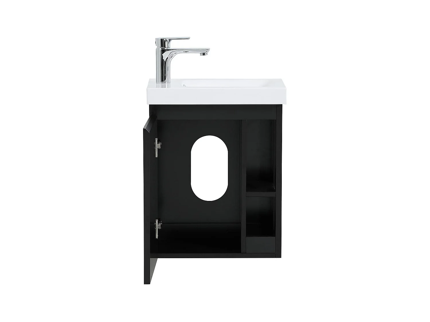 Ensemble lave-mains avec rangement latéral avec robinet chromé