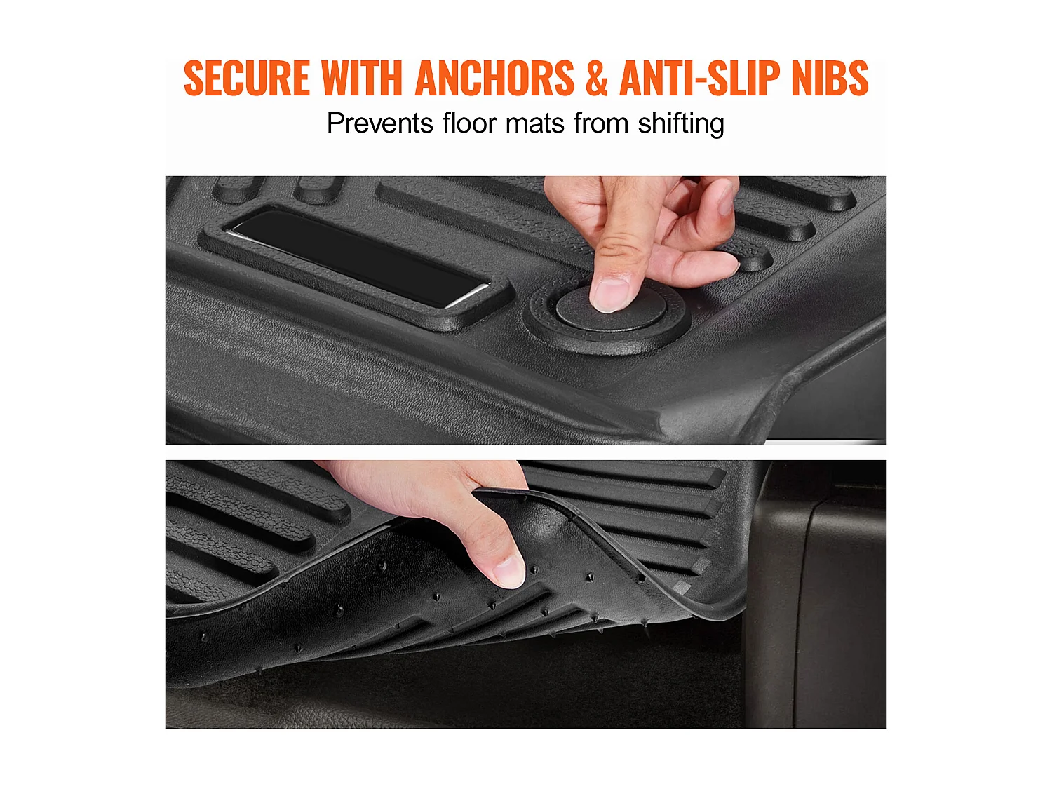 Fußmatten für Autos SucceBuy Kompatibel mit Ford F-250/F-350/F-450 2017-2022, 3-Teilige Auskleidung für Vorderen und Zweiten Sitzbereich, Schwarz