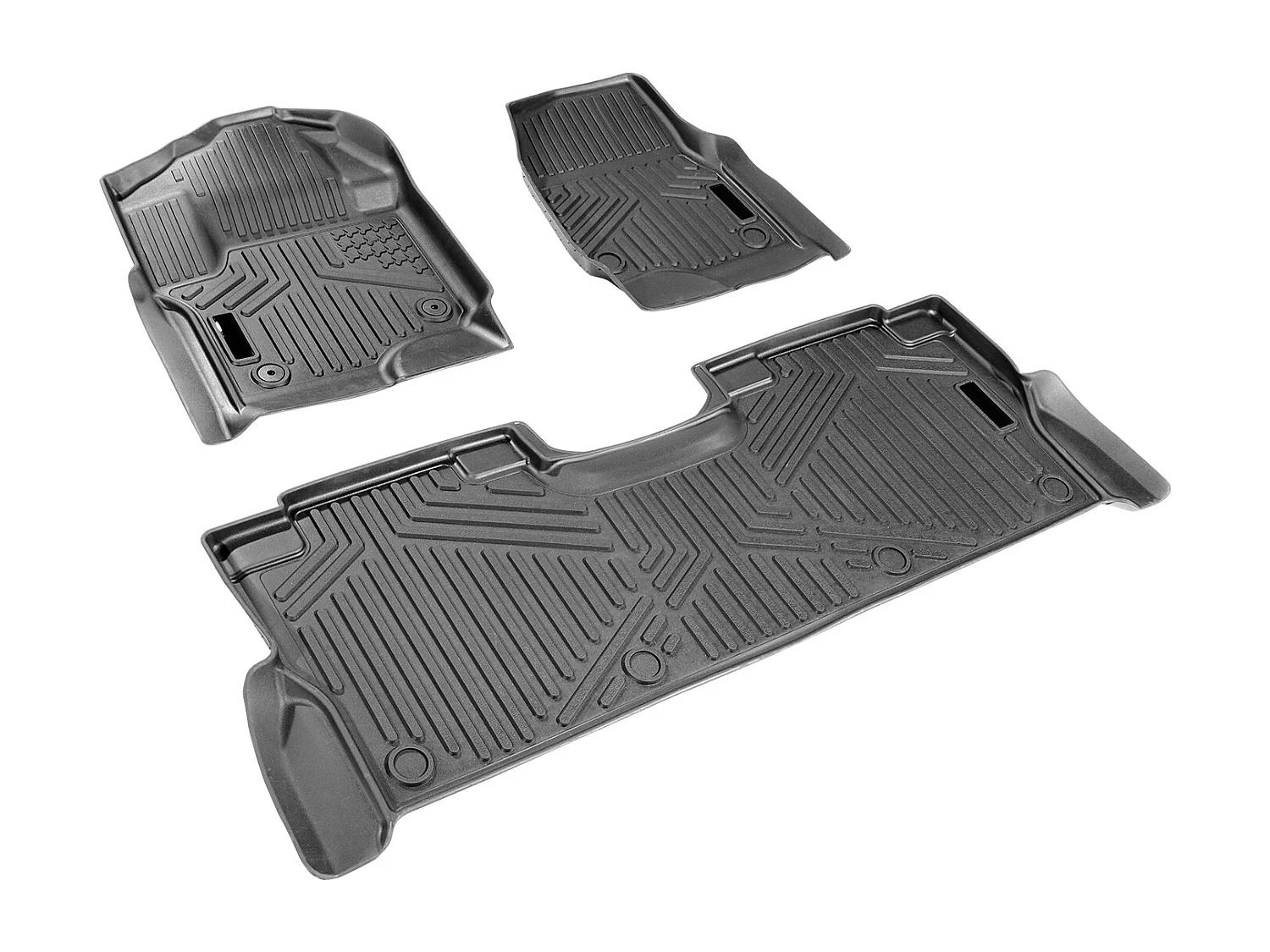 Fußmatten für Autos SucceBuy Kompatibel mit Ford F-250/F-350/F-450 2017-2022, 3-Teilige Auskleidung für Vorderen und Zweiten Sitzbereich, Schwarz