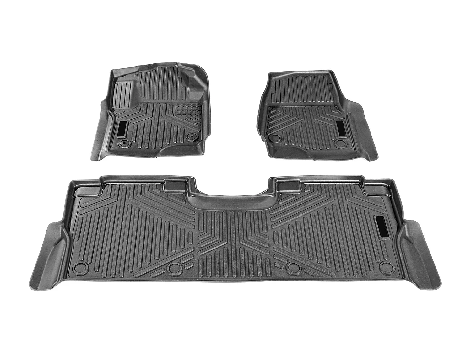 Fußmatten für Autos SucceBuy Kompatibel mit Ford F-250/F-350/F-450 2017-2022, 3-Teilige Auskleidung für Vorderen und Zweiten Sitzbereich, Schwarz