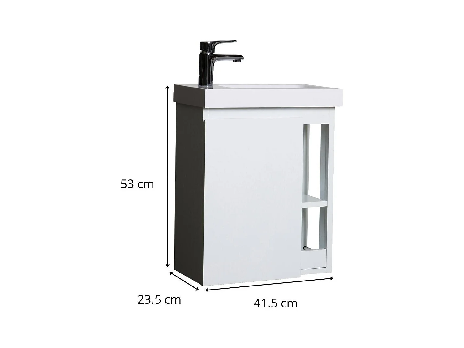 HAMPTON Handwaschbecken-Set mit seitlicher Ablage und Chromhahn