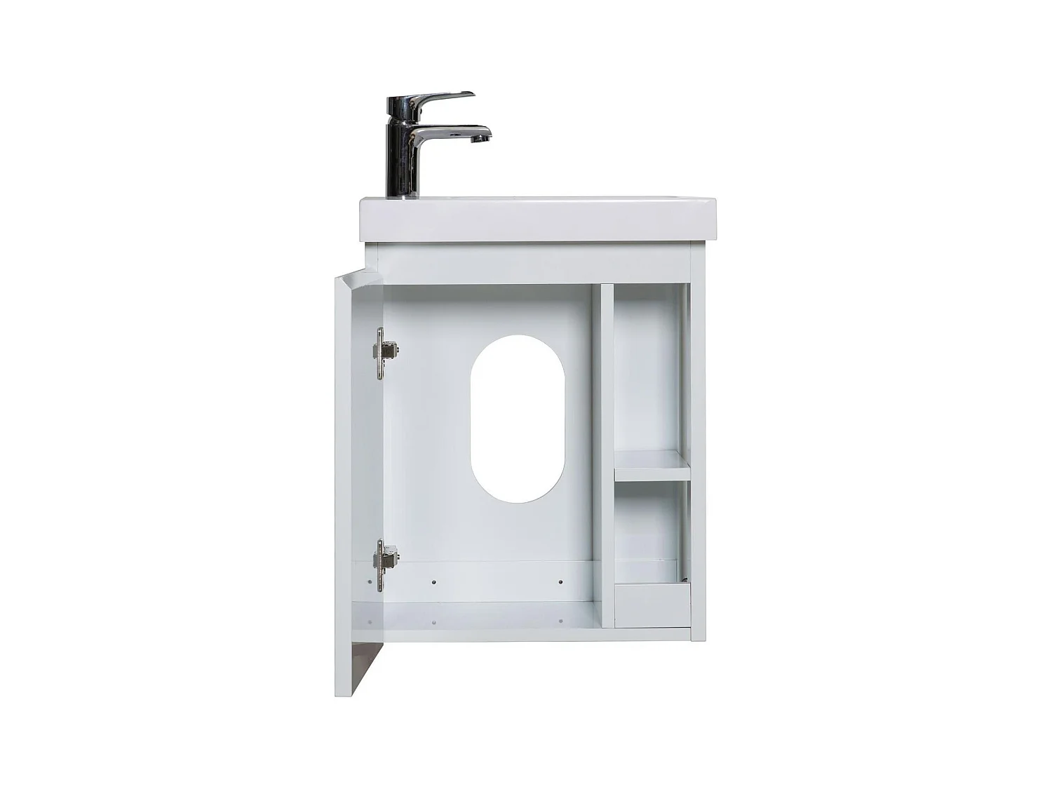 HAMPTON Handwaschbecken-Set mit seitlicher Ablage und Chromhahn