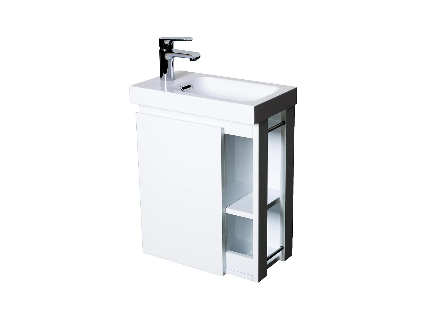 HAMPTON Handwaschbecken-Set mit seitlicher Ablage und Chromhahn