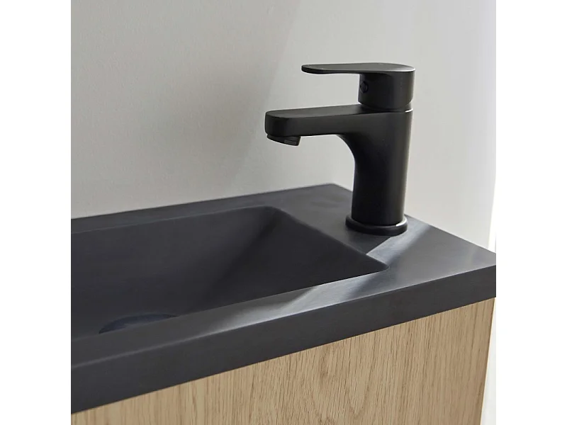 Ensemble lave-mains NOVA métal et bois avec miroir ovale