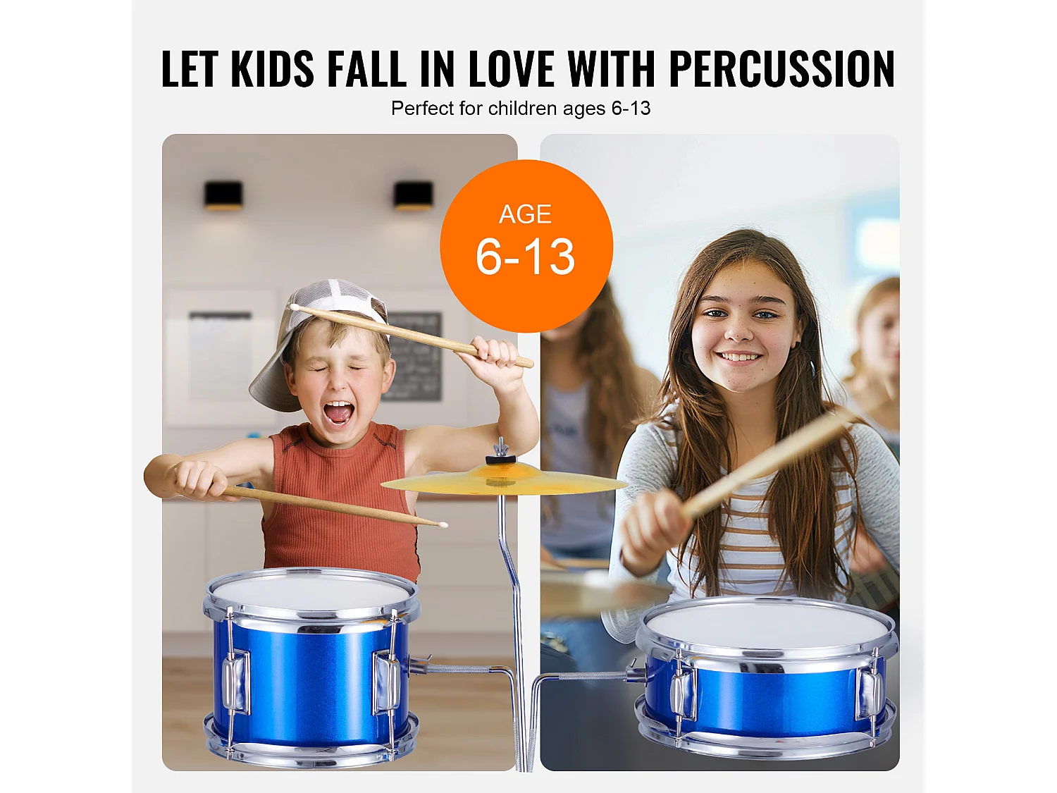 Batterijset voor Kinderen SucceBuy, 3 Stukken, 355 mm, Batterij met Blauwe Stoel, met Instelbaar Troon, Becken, Pedaal