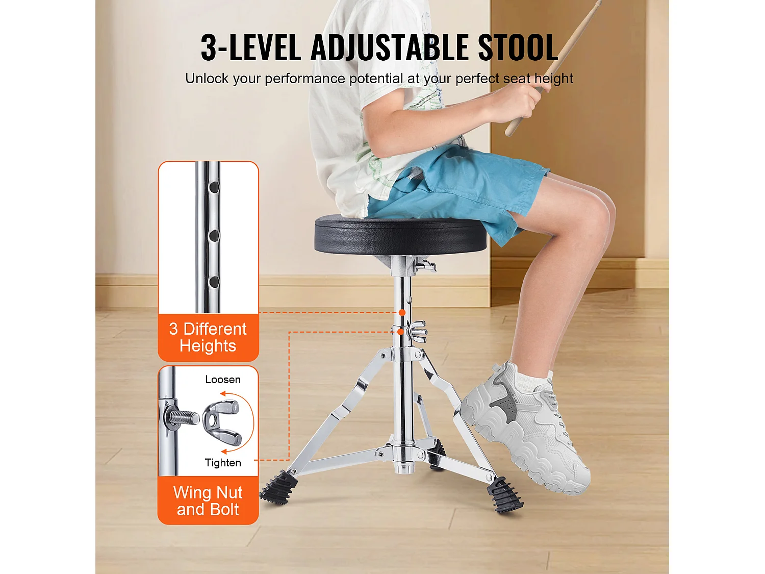 Conjunto de Batería para Niños SucceBuy, 3 Piezas, 355 mm, Batería con Asiento Azul, con Trono Ajustable, Platillo, Pedal