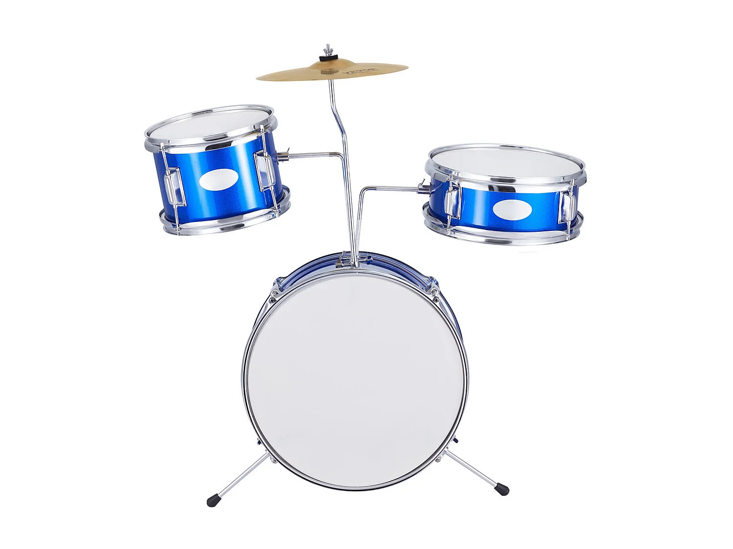 Conjunto de Batería para Niños SucceBuy, 3 Piezas, 355 mm, Batería con Asiento Azul, con Trono Ajustable, Platillo, Pedal