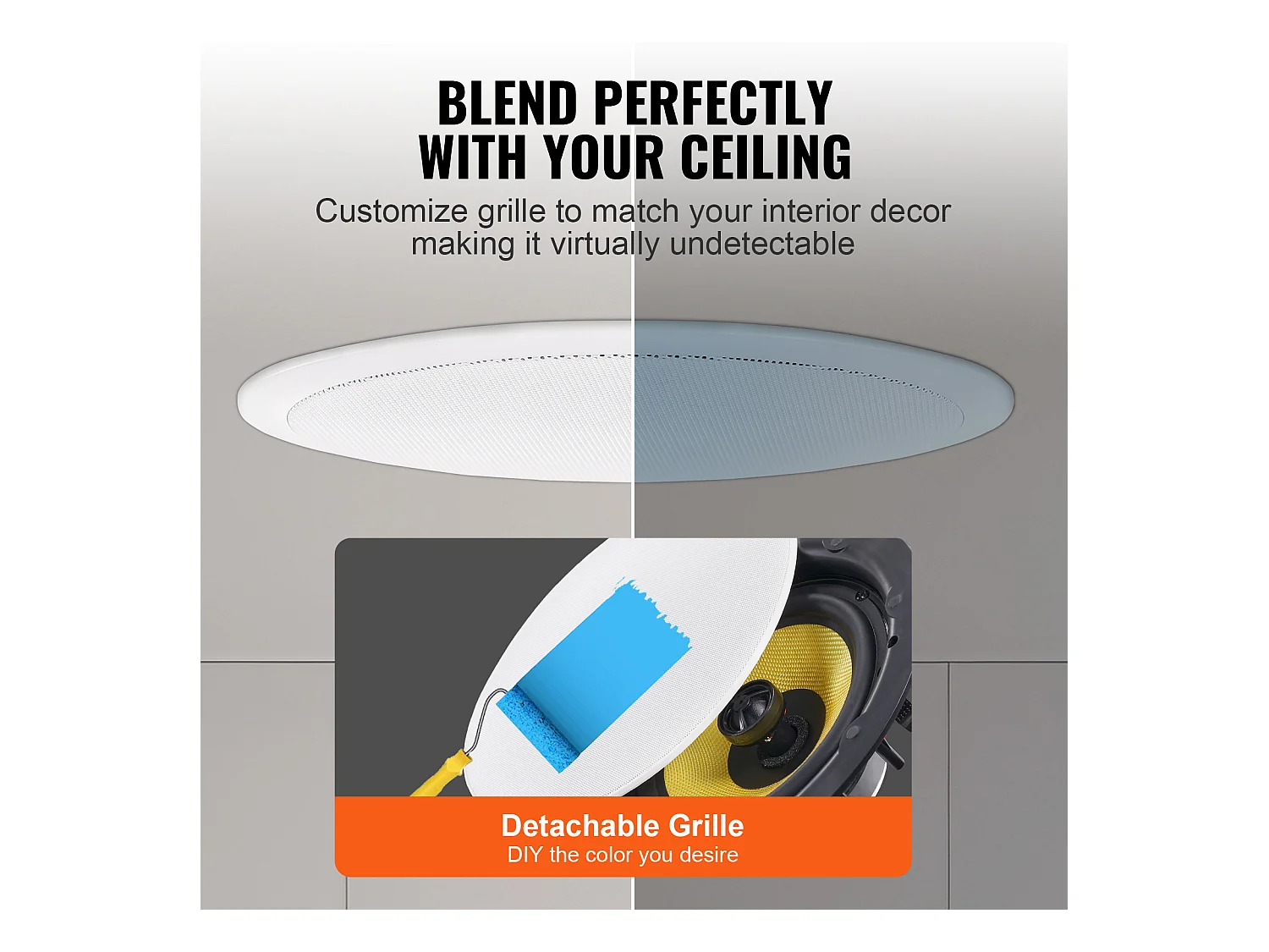 Haut-Parleurs de Plafond SucceBuy 20cm 200 Watts, Montage Encastré, Système de Haut-Parleurs Encastrés au Plafond et au Mur