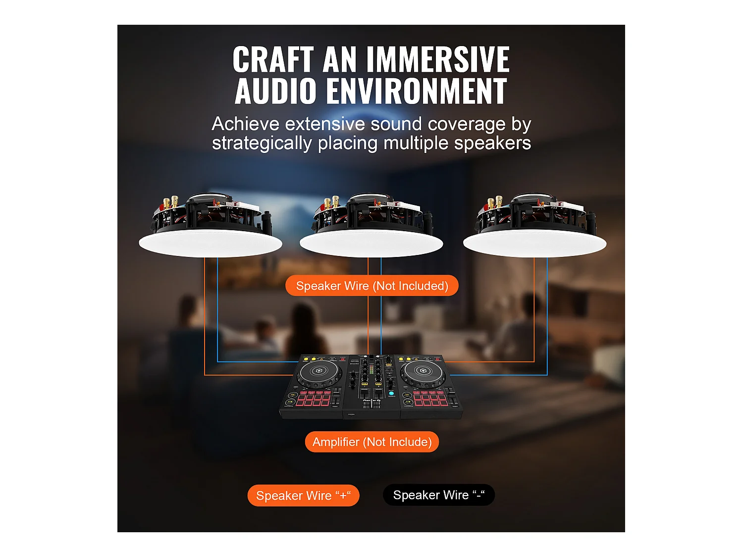 Haut-Parleurs de Plafond SucceBuy 20cm 200 Watts, Montage Encastré, Système de Haut-Parleurs Encastrés au Plafond et au Mur