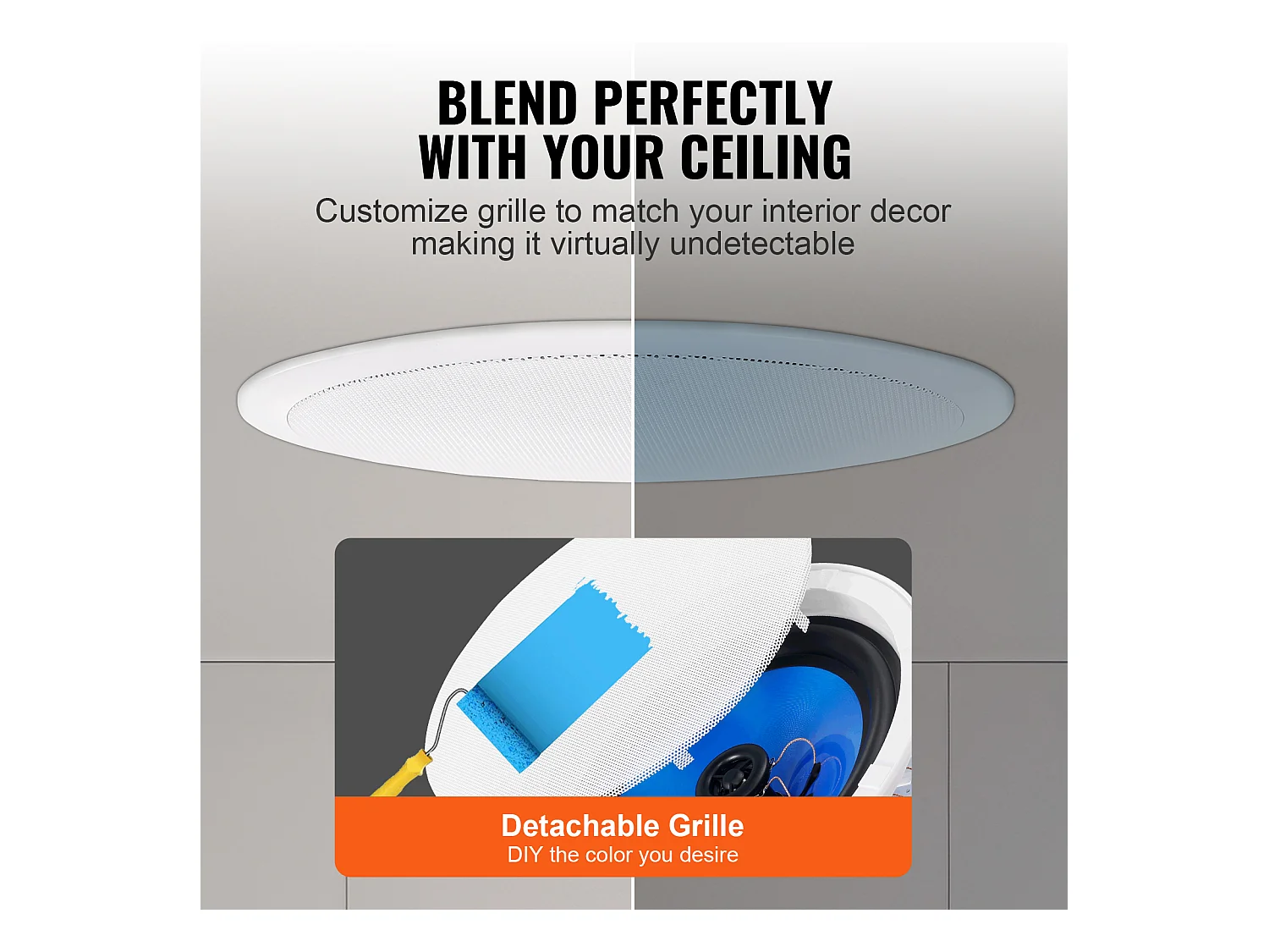 Haut-Parleurs de Plafond SucceBuy Lot de 2 50 Watts 20cm, Montage Encastré, Système de Haut-Parleurs Encastrés au Plafond et au Mur