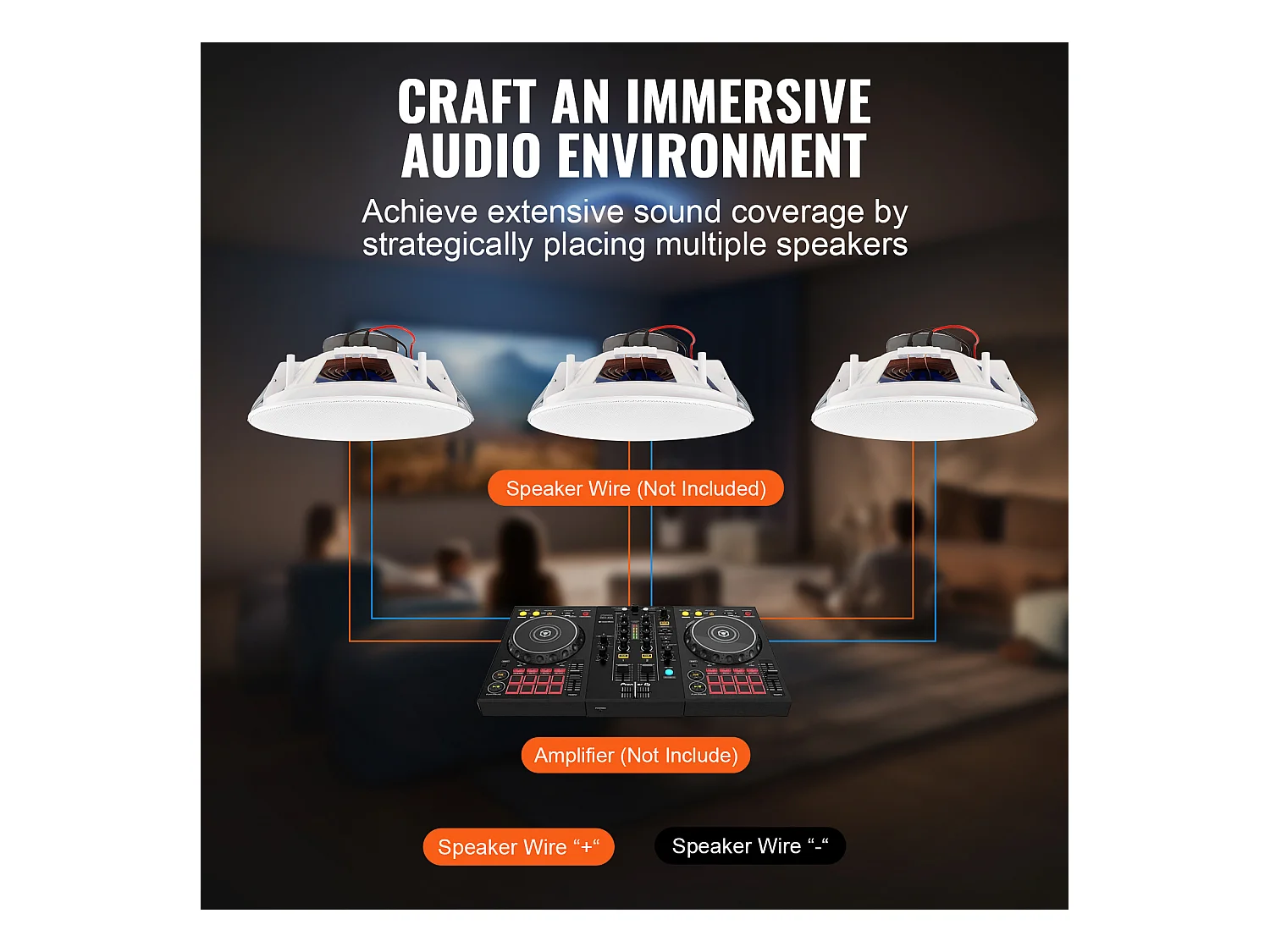 Haut-Parleurs de Plafond SucceBuy Lot de 2 50 Watts 20cm, Montage Encastré, Système de Haut-Parleurs Encastrés au Plafond et au Mur