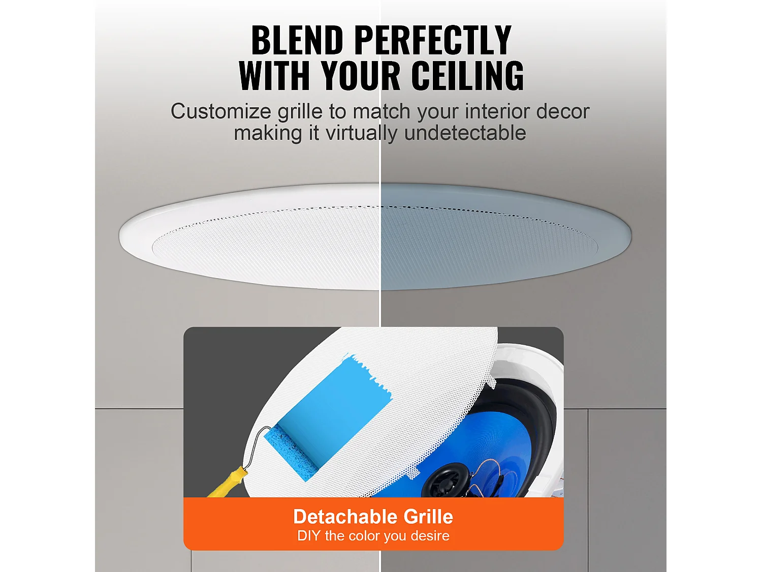 Haut-Parleurs de Plafond SucceBuy Lot de 2 50 Watts 20cm, Montage Encastré, Système de Haut-Parleurs Encastrés au Plafond et au Mur