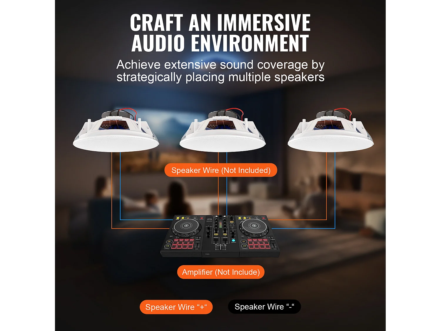 Haut-Parleurs de Plafond SucceBuy Lot de 2 50 Watts 20cm, Montage Encastré, Système de Haut-Parleurs Encastrés au Plafond et au Mur