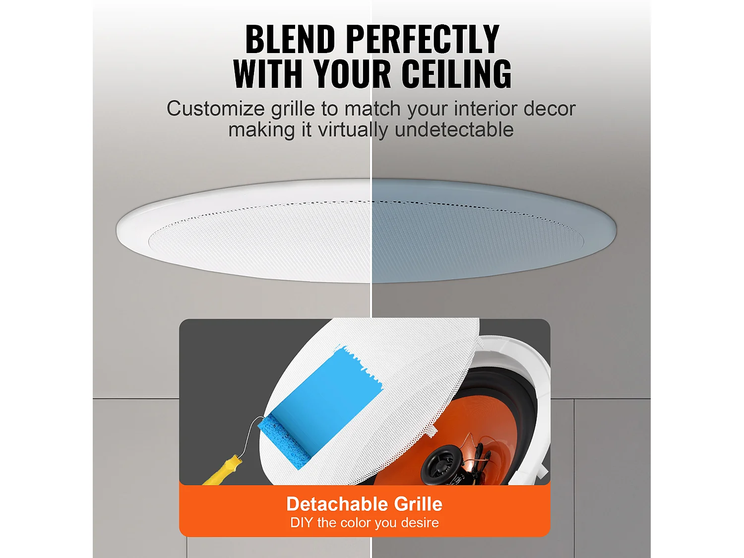 Haut-Parleurs de Plafond SucceBuy Lot de 4 100 W 8 Pouces, Montage Encastré, Système de Haut-Parleurs Encastrés au Plafond et au Mur